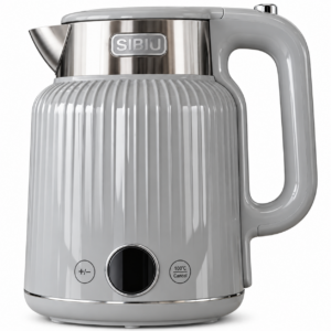 Pava Eléctrica Sibiu Vintage Acero Inox 1.5l Pantalla Led Gris