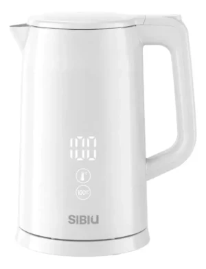 Pava Eléctrica Digital Sibiu Acero Inoxidable 1.7l Blanco