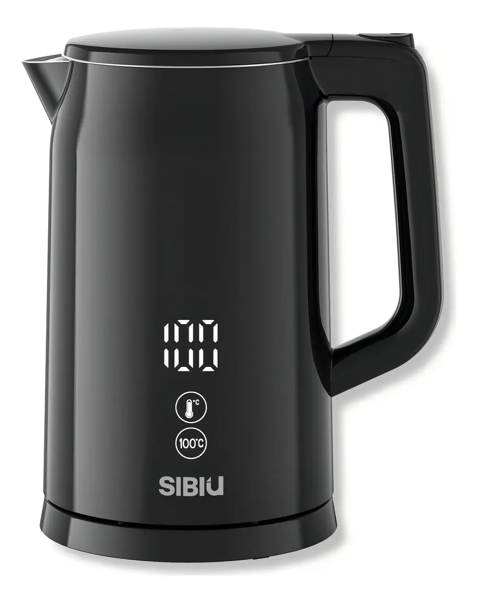 Pava Eléctrica Digital Sibiu Acero Inoxidable 1.7L Negro
