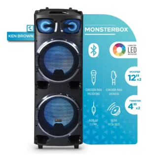 Parlante Bafle Potenciado Ken Brown Monsterbox 3 Vias Woofer Color Negro Bluetooth